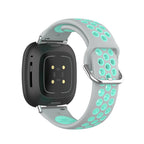 Silikonowy pasek do zegarka Fitbit Versa 3, Versa 4, Sense 1 i Sense 2 szaro-cyjanowy