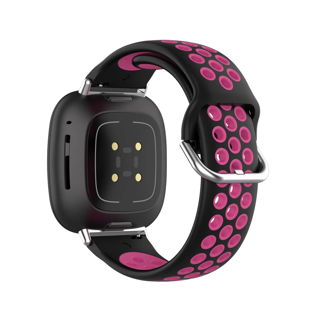 Silikonowy pasek do zegarka Fitbit Versa 3, Versa 4, Sense 1 i Sense 2 czarno-różowy