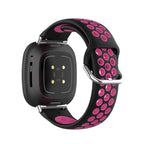 Silikonowy pasek do zegarka Fitbit Versa 3, Versa 4, Sense 1 i Sense 2 czarno-różowy