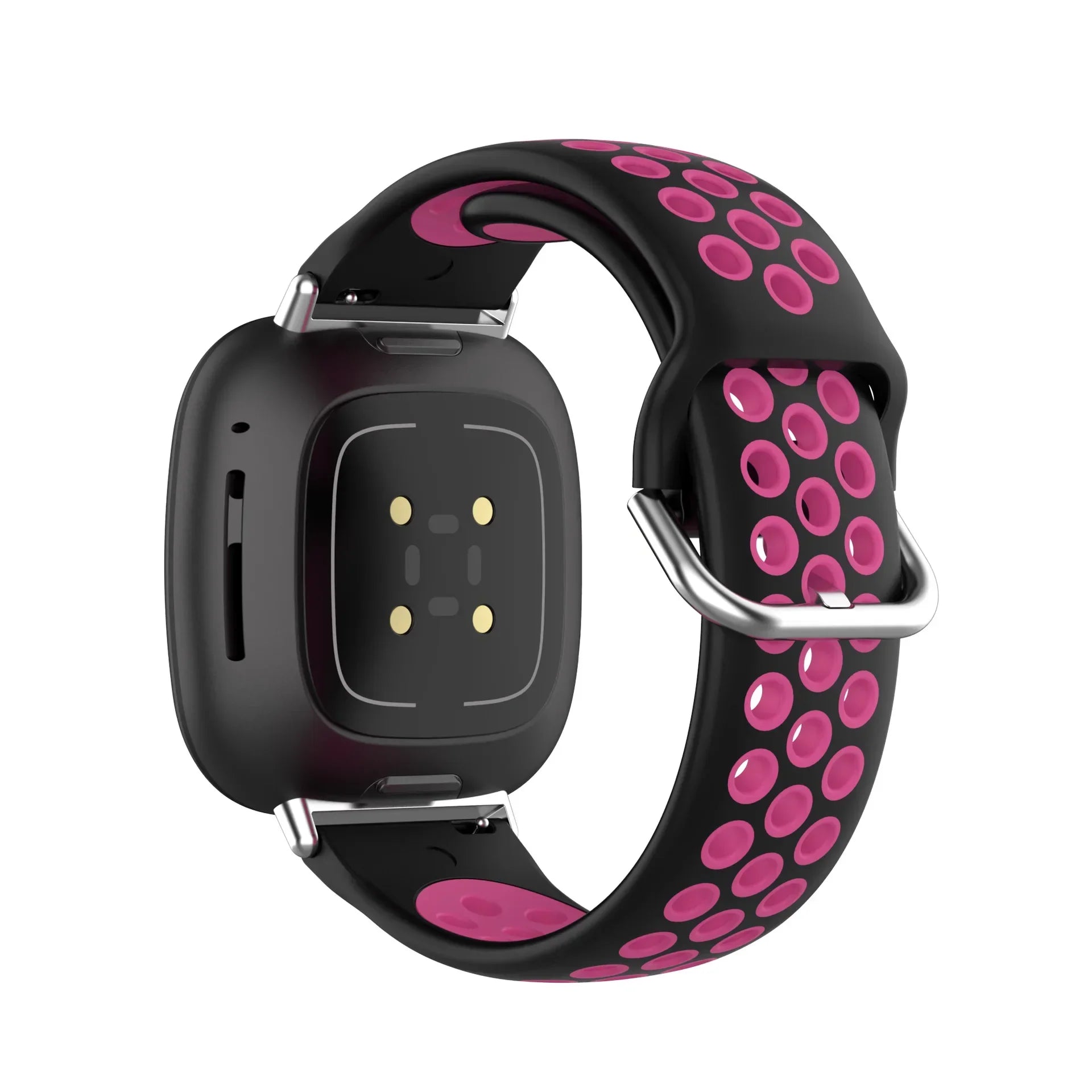 Silikonowy pasek do zegarka Fitbit Versa 3, Versa 4, Sense 1 i Sense 2 czarno-różowy