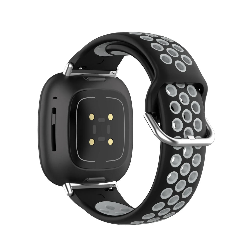 Silikonowy pasek do zegarka Fitbit Versa 3, Versa 4, Sense 1 i Sense 2 czarno-szary