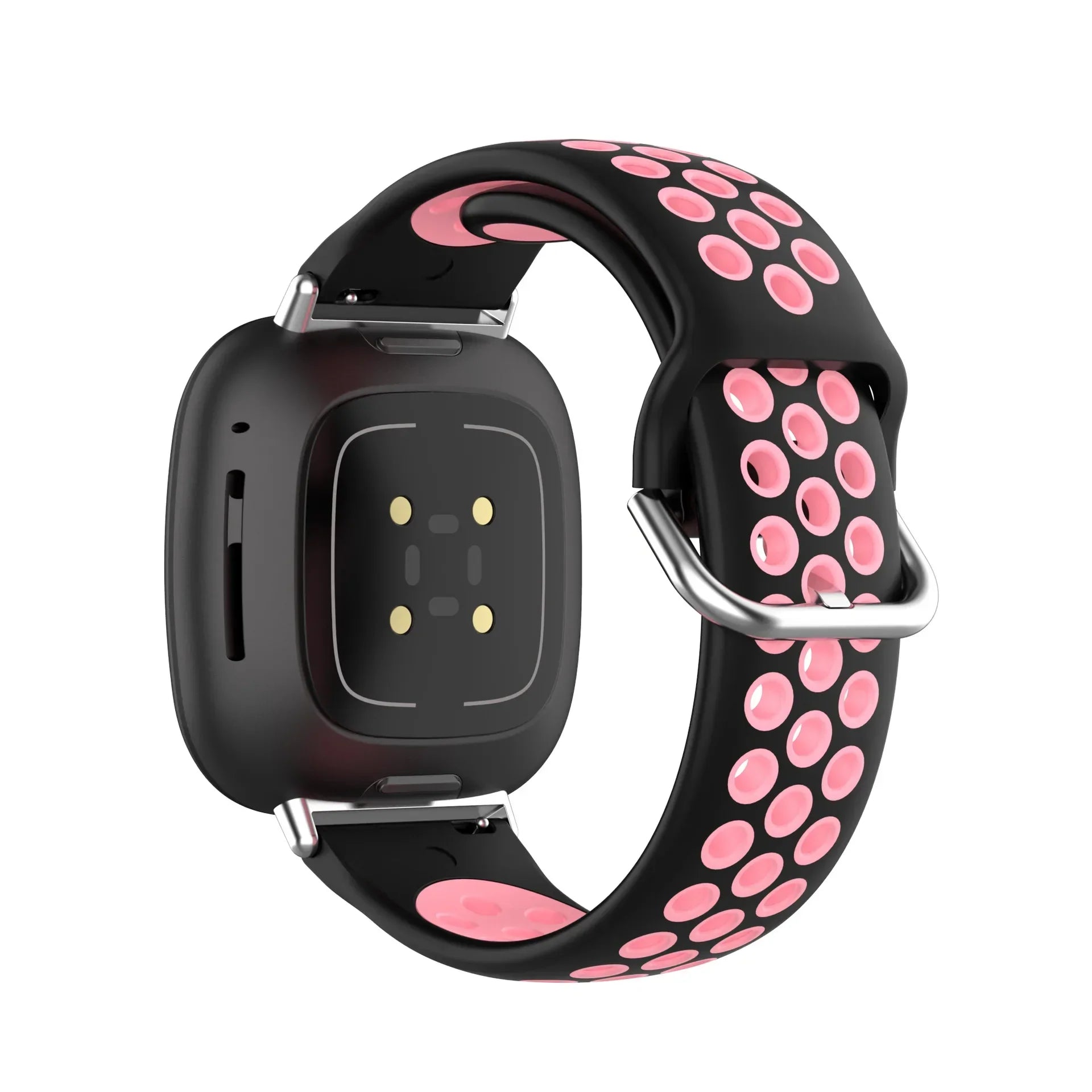 Silikonowy pasek do zegarka Fitbit Versa 3, Versa 4, Sense 1 i Sense 2 czarno-różowy