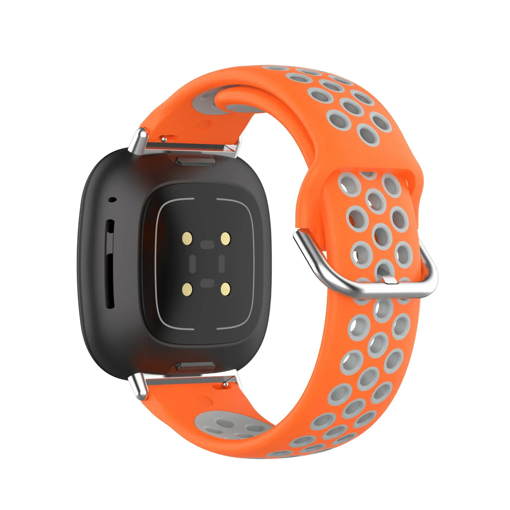 Silikonowy pasek do zegarka Fitbit Versa 3, Versa 4, Sense 1 i Sense 2 pomarańczowo-szary