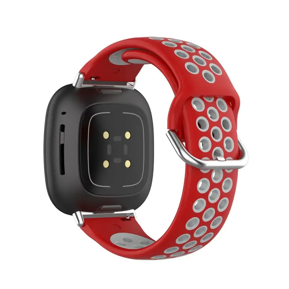 Silikonowy pasek do zegarka Fitbit Versa 3, Versa 4, Sense 1 i Sense 2 czerwono-szary