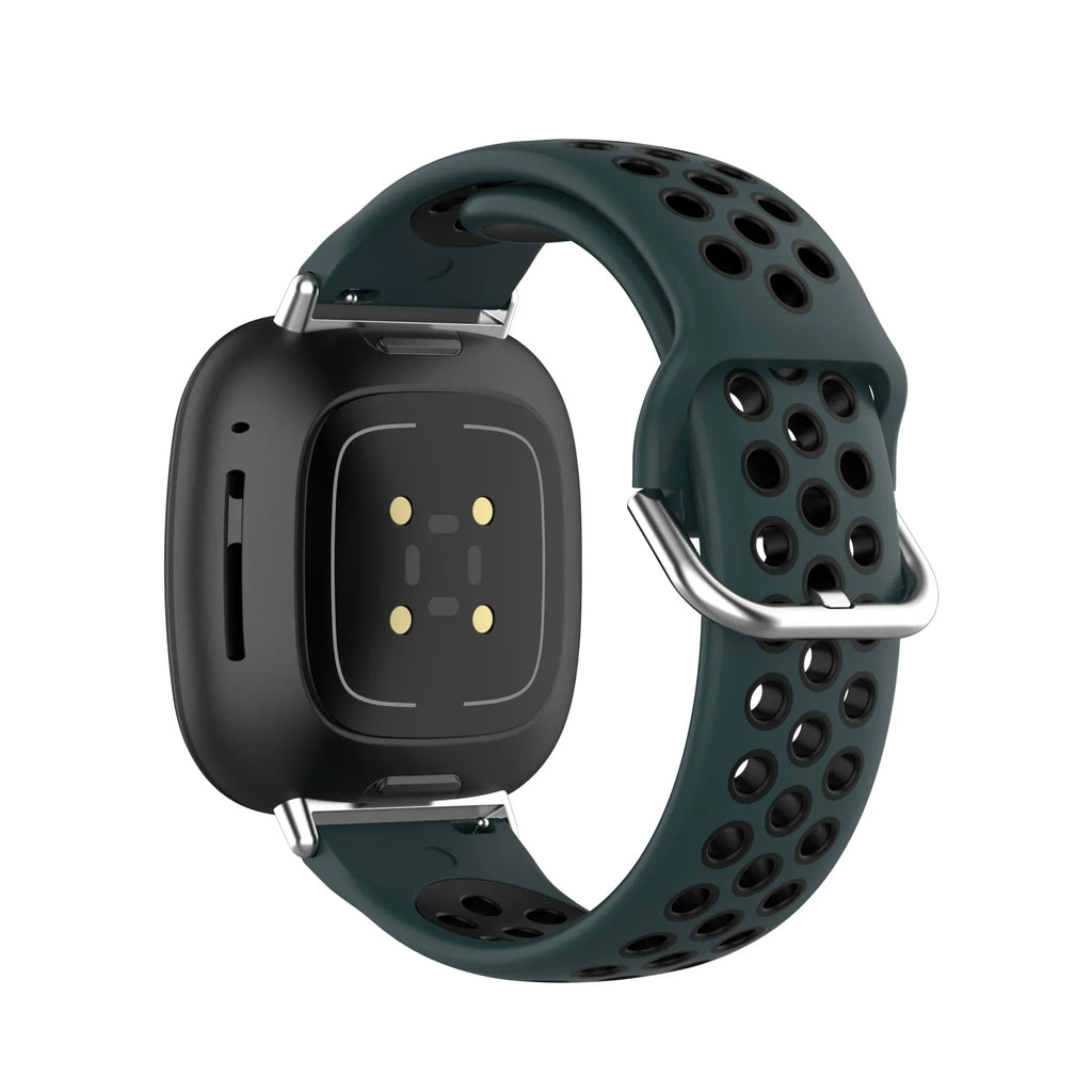 Silikonowy pasek do zegarka Fitbit Versa 3, Versa 4, Sense 1 i Sense 2 zielono-czarny