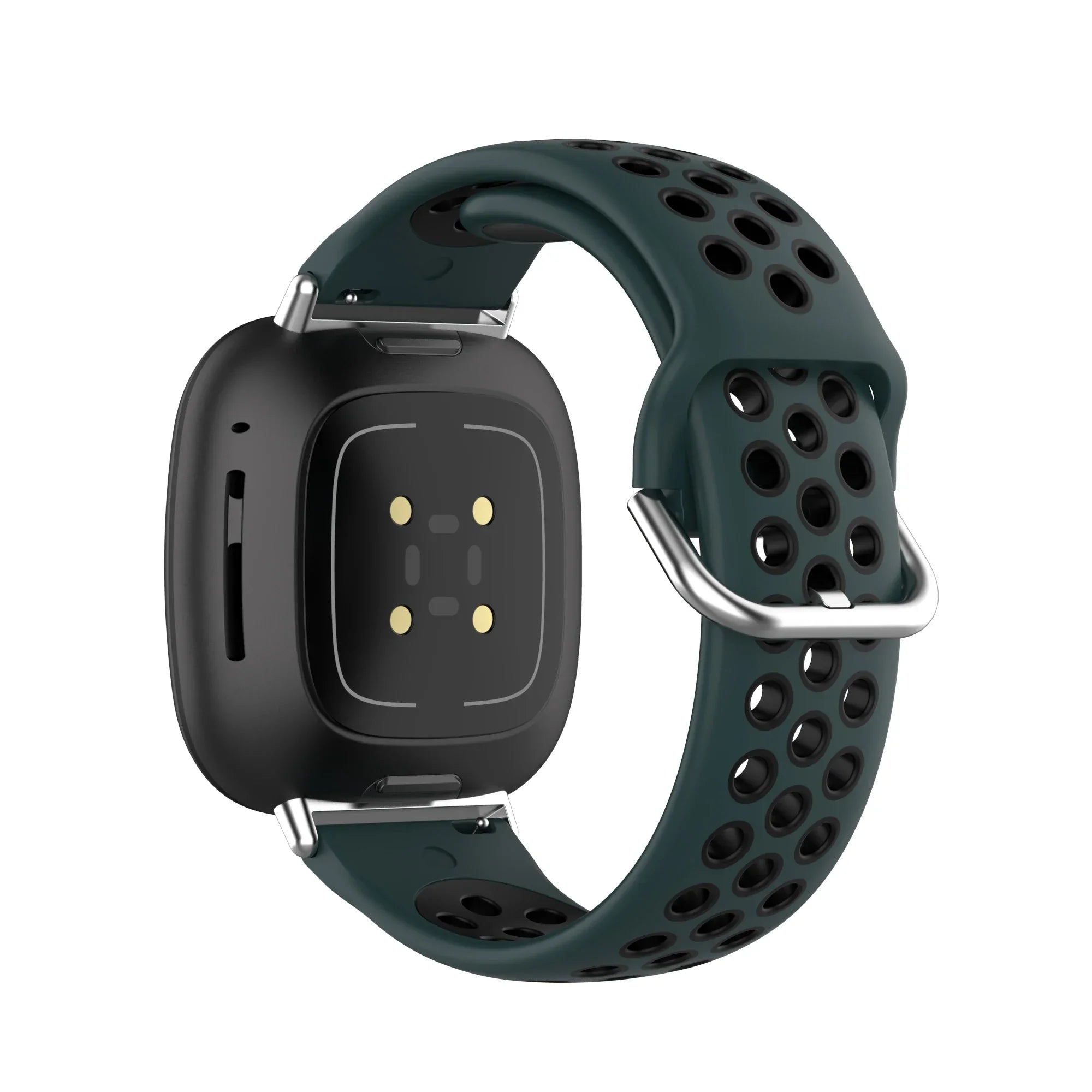 Silikonowy pasek do zegarka Fitbit Versa 3, Versa 4, Sense 1 i Sense 2 zielono-czarny