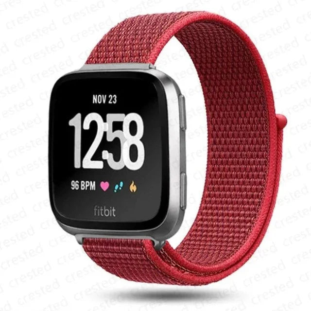 Bransoletka z tkaniny do zegarka Fitbit Versa 3 Versa 4 Sense 2 czerwona