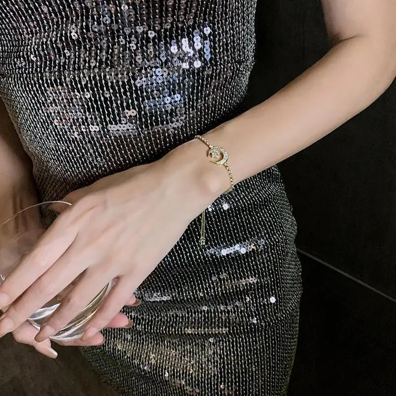 Bransoletka Gwiazda i Księżyc z Cyrkoniami