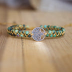 Bransoletka damska z naturalnym fioletowym kamieniem Drzewo Życia 