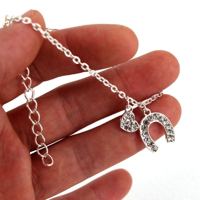 Hestesko Gourmette Armbånd Held og Lykke sølv