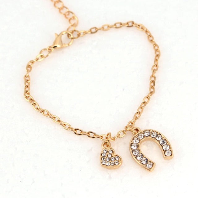 Hestesko Gourmette Armbånd Held og Lykke guld