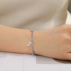 Bransoletka z liściem palmy i cyrkonią styl A srebrna