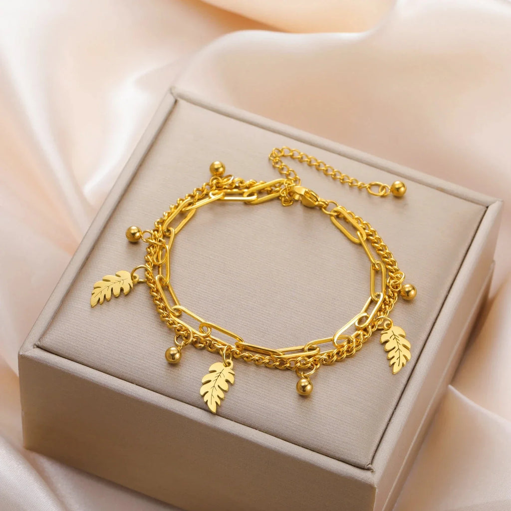 Bracelet Feuille de Palmier et Zircon