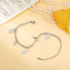 Bransoletka z liściem palmy i cyrkonią 