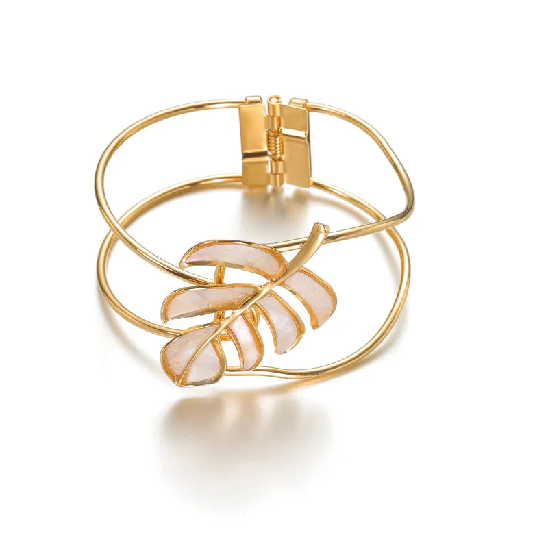 Bracelet Feuille de Palmier blanc