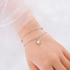 Bransoletka Płatek Śniegu Łańcuszek Zimowy srebrny