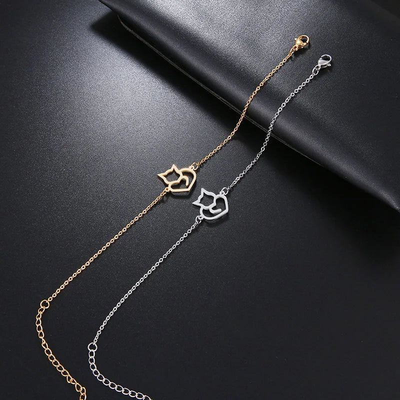 Bransoletka Gourmette Kot Serce