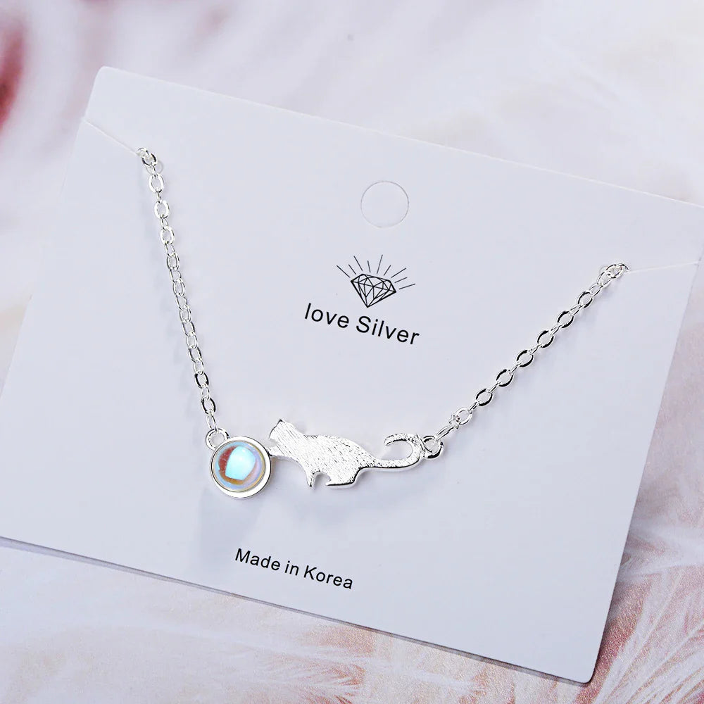 Bransoletka Gourmette Kot, który się bawi, srebrna