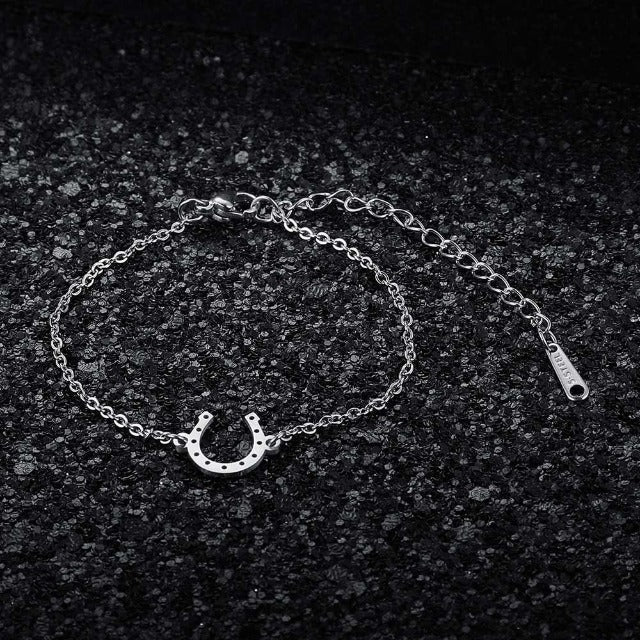 Bransoletka / Bransoletka z podkową, symbol szczęścia, srebrna