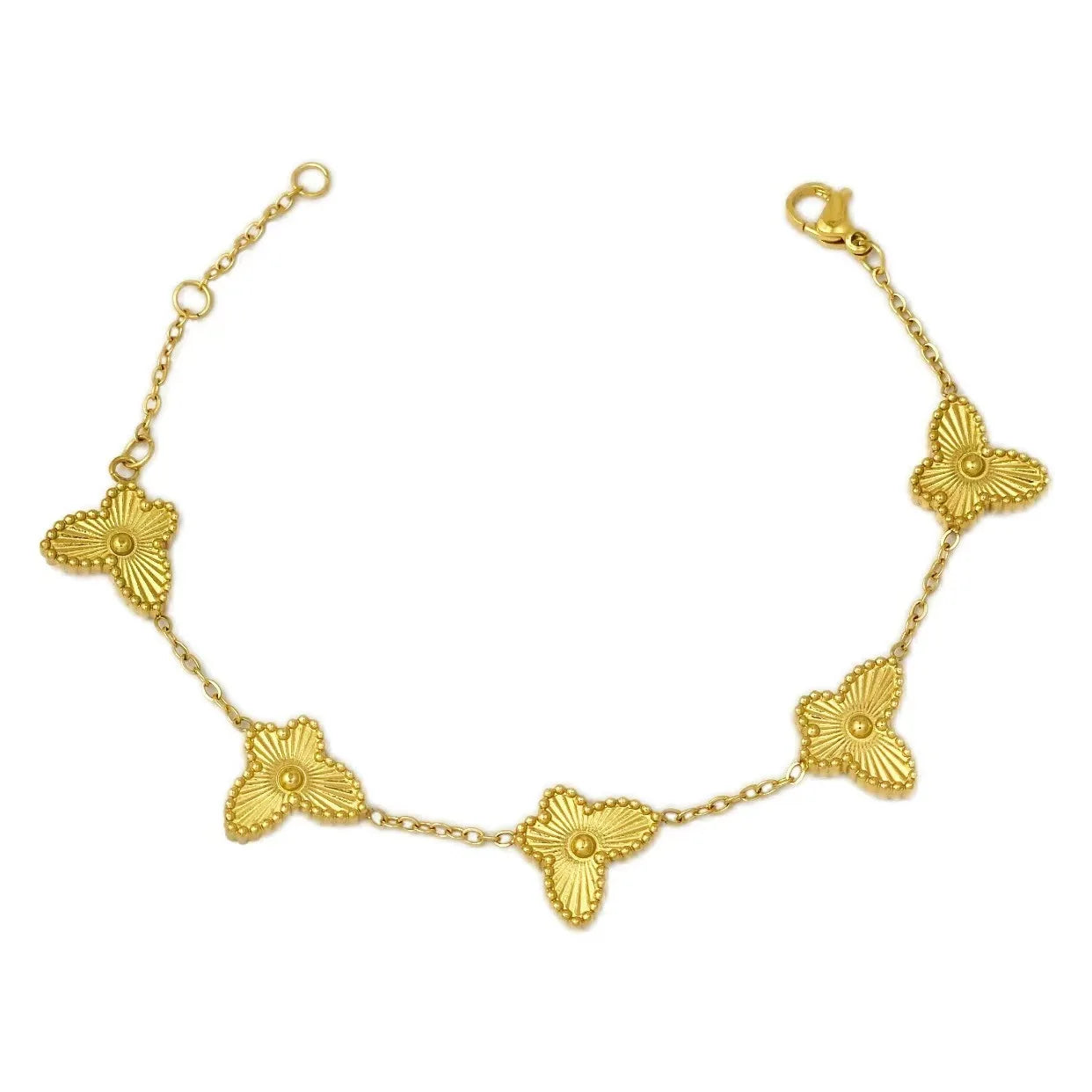 Náramek Gourmette s květinami se 4 okvětními lístky