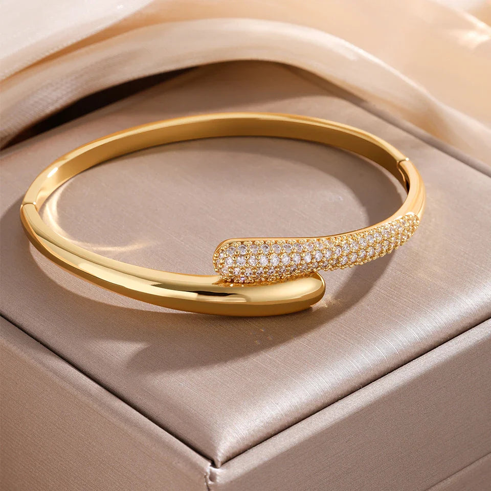 Bransoletka Kropla Wody z Cyrkonią dla Kobiet złota