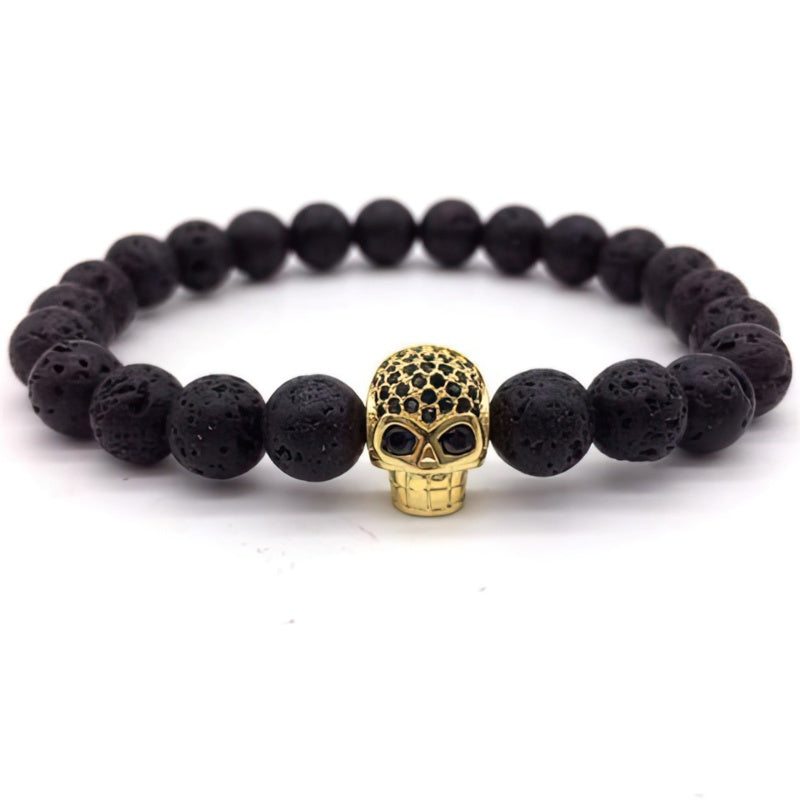 Bracelet Homme Perle Tête de Mort