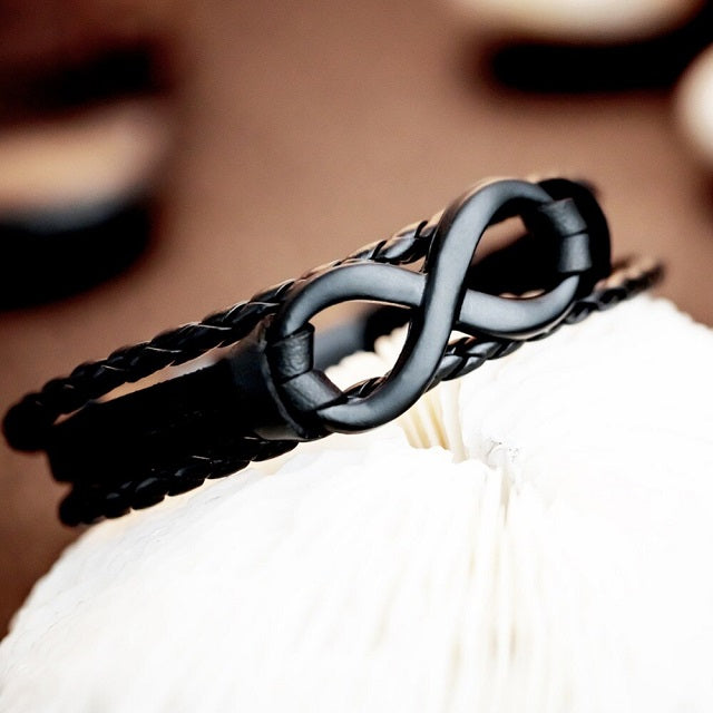 Bransoletka Nieskończoność dla mężczyzn, czarna