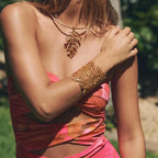 Bransoletka Szeroka Koralowa Damska złota