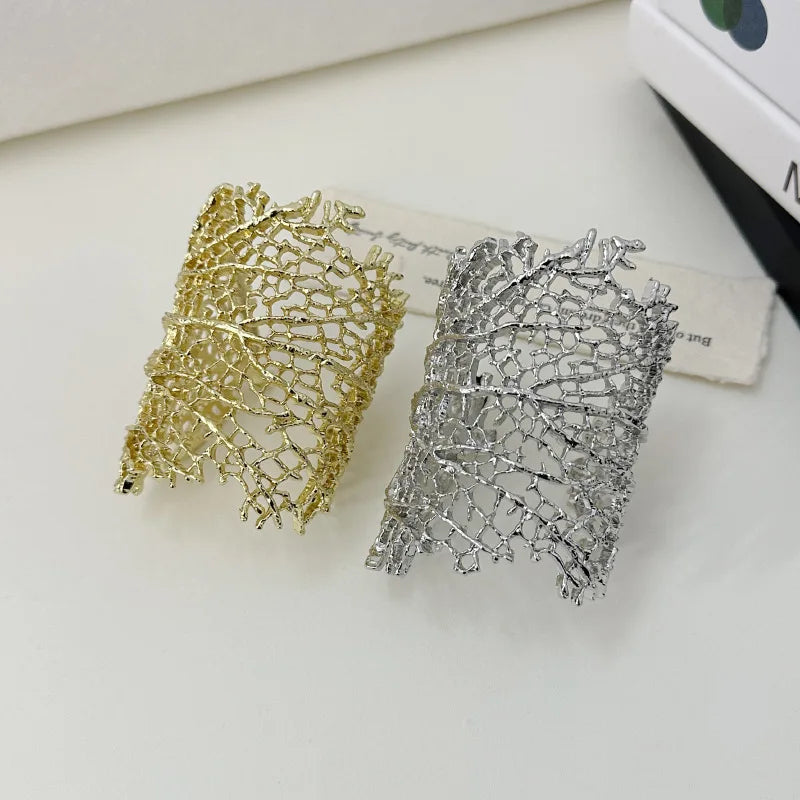 Bransoletka Szeroka Koralowa Damska złota