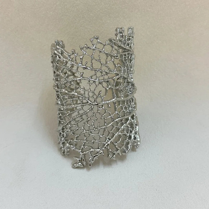 Bransoletka Szeroka Koralowa Damska srebrna