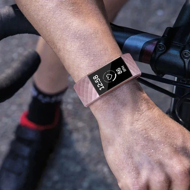 Bransoletka do zegarka Fitbit Charge 3 & Charge 4 różowe złoto z brokatem