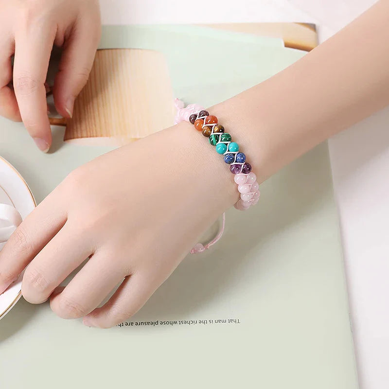 Bransoletka Kamień 7 Czakr Różowa