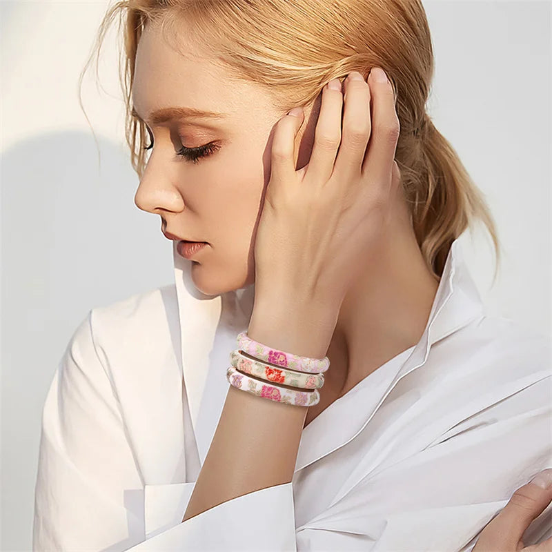 Romantiskt armband Gourmette Blommor orange