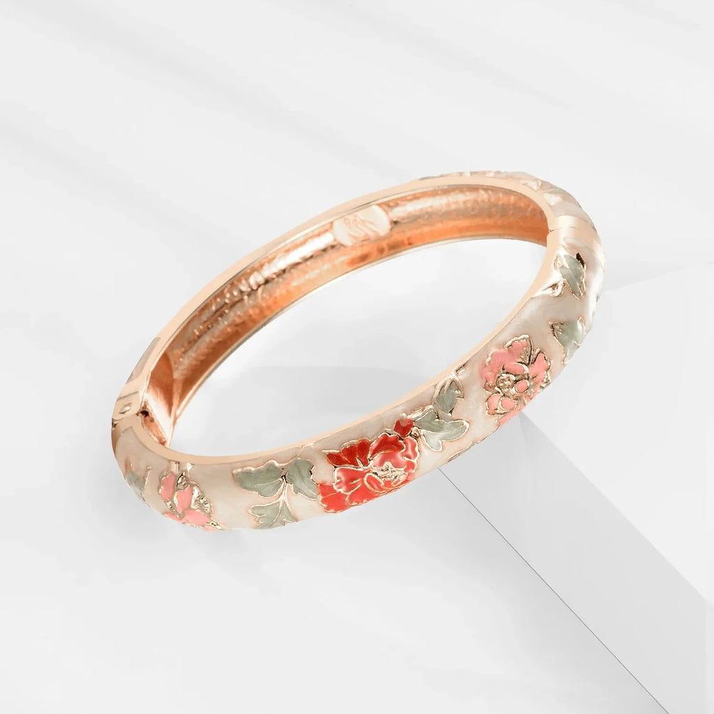 Romantiskt armband Gourmette Blommor orange