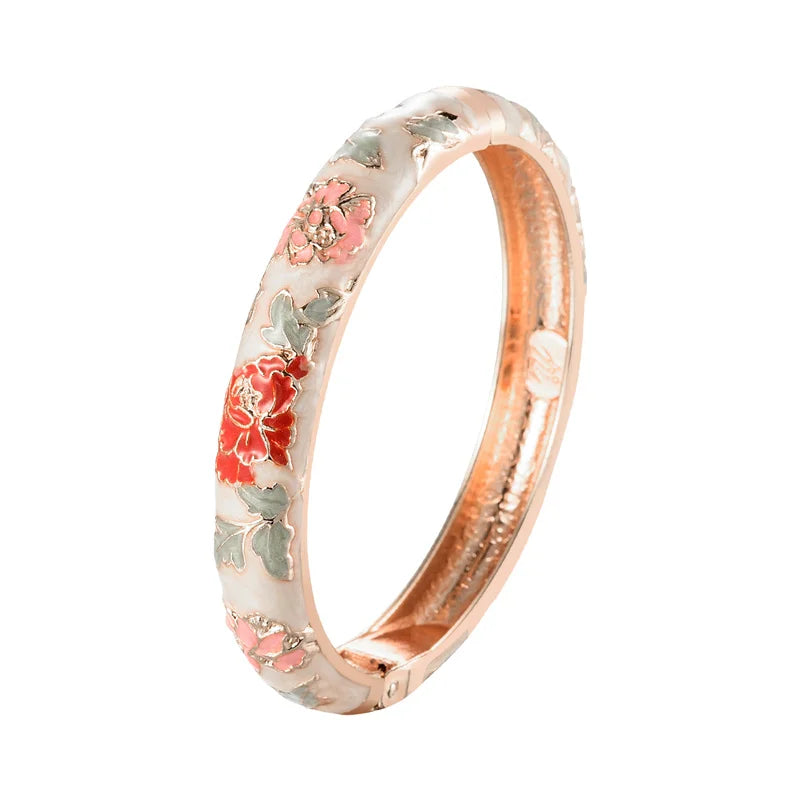 Romantiskt armband Gourmette Blommor orange