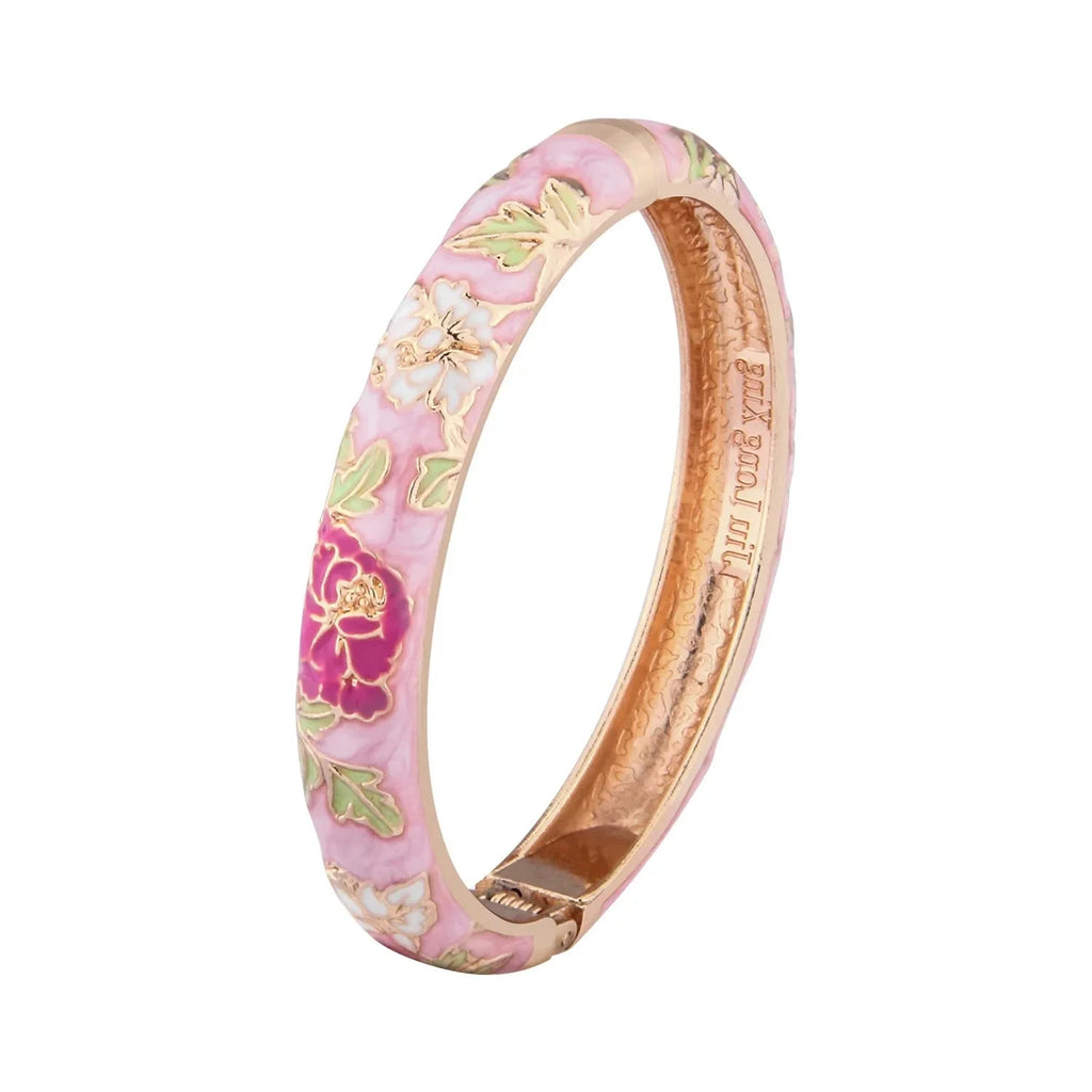 Romantiskt armband Gourmette Blommor rosa