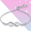 Bransoletka Symbol Nieskończoności ze Srebra z Łańcuszkiem dla Kobiet