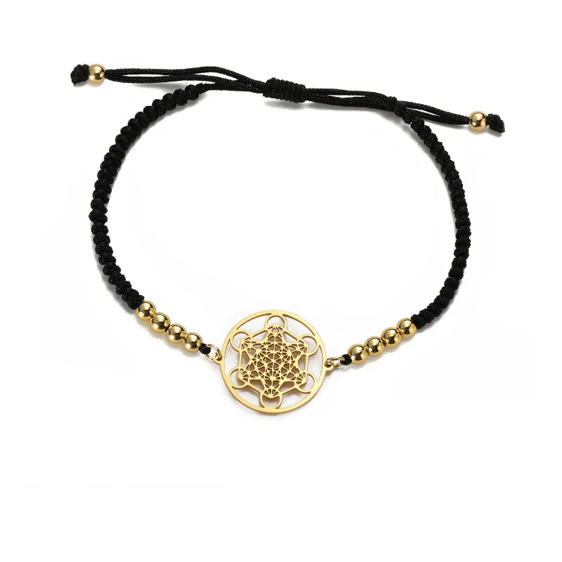 Bracelet Coloré de Femme Cube de Métatron noir