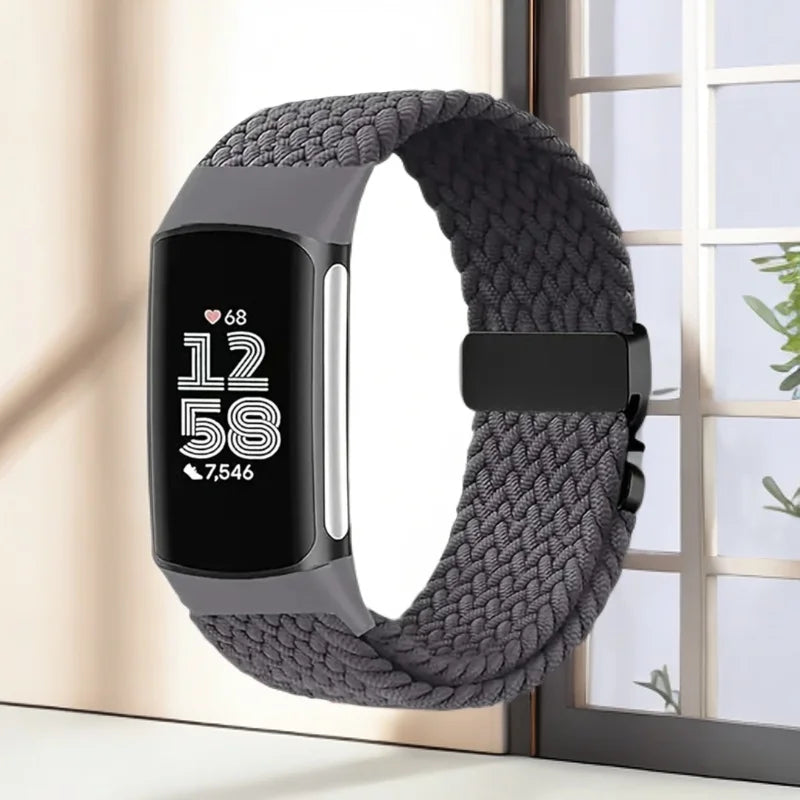 Pleciony pasek do zegarka Fitbit Charge 5, Charge 6 czarny
