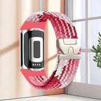 Pleciony pasek do zegarka Fitbit Charge 5, Charge 6 czerwono-różowy
