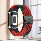 Pleciony pasek do zegarka Fitbit Charge 5, Charge 6 czerwono-czarny