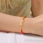 Bransoletka Pleciona Potrójna Księżycowa Magia Wicca czerwona