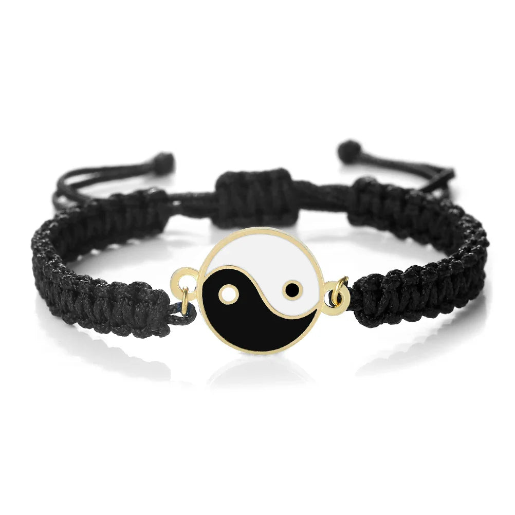 Bracelet Tressé Yin Yang noir et or