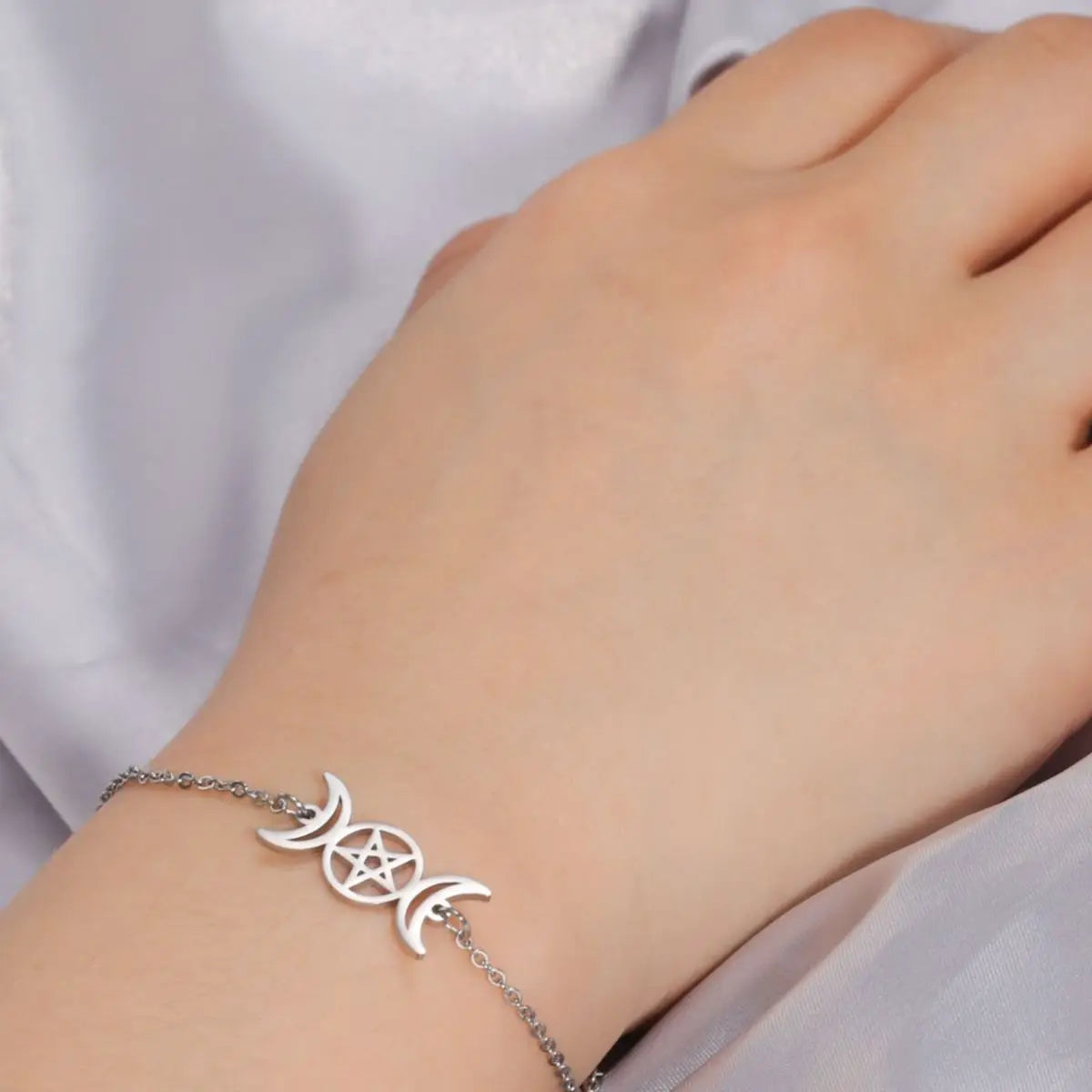 Bransoletka Potrójny Księżyc Czarostwo Bransoleta Wicca srebrna