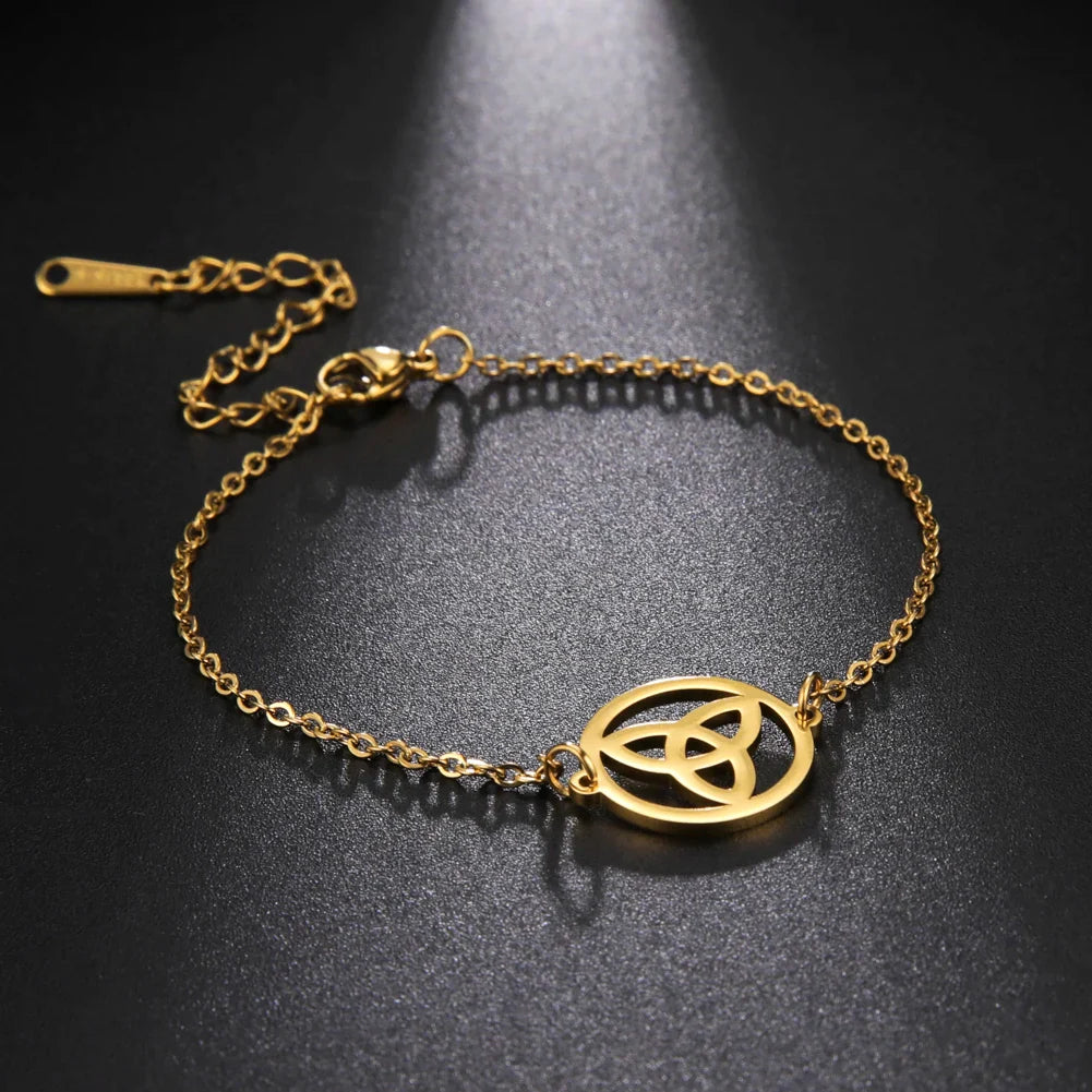 Bracelet Triquetra Noeud de la Trinité Celtique or
