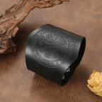 Bransoletka Wikingów Vegvisir z czarnej skóry