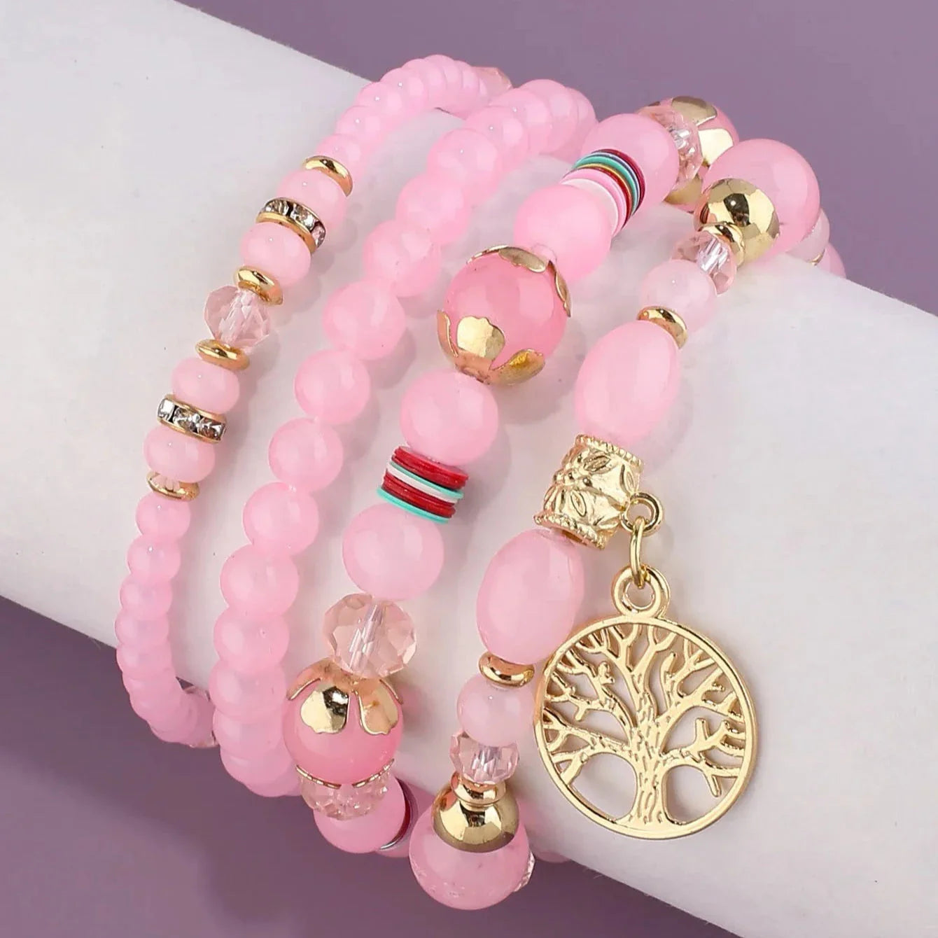 Bracelets avec Arbre de Vie rose