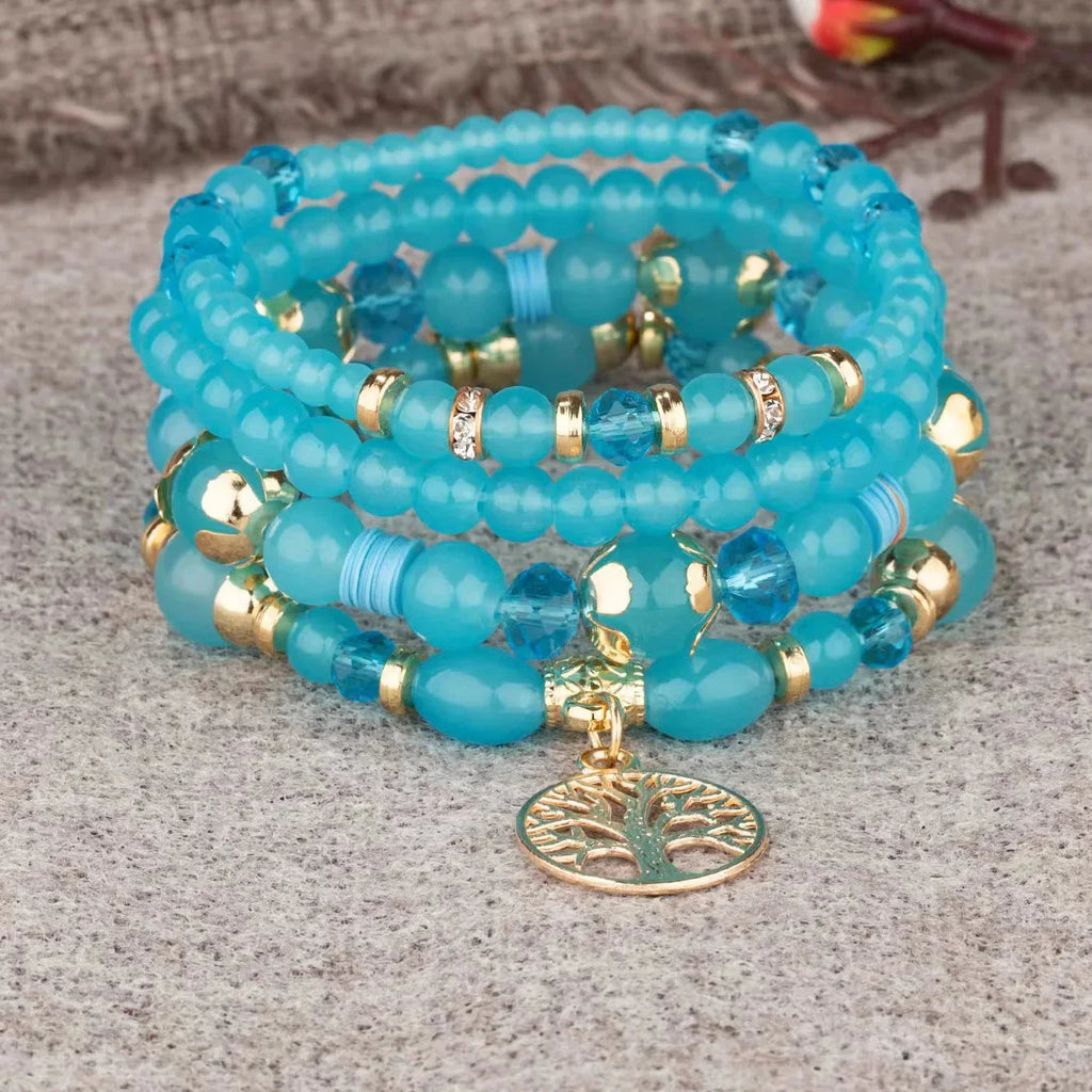Bracelets avec Arbre de Vie bleu