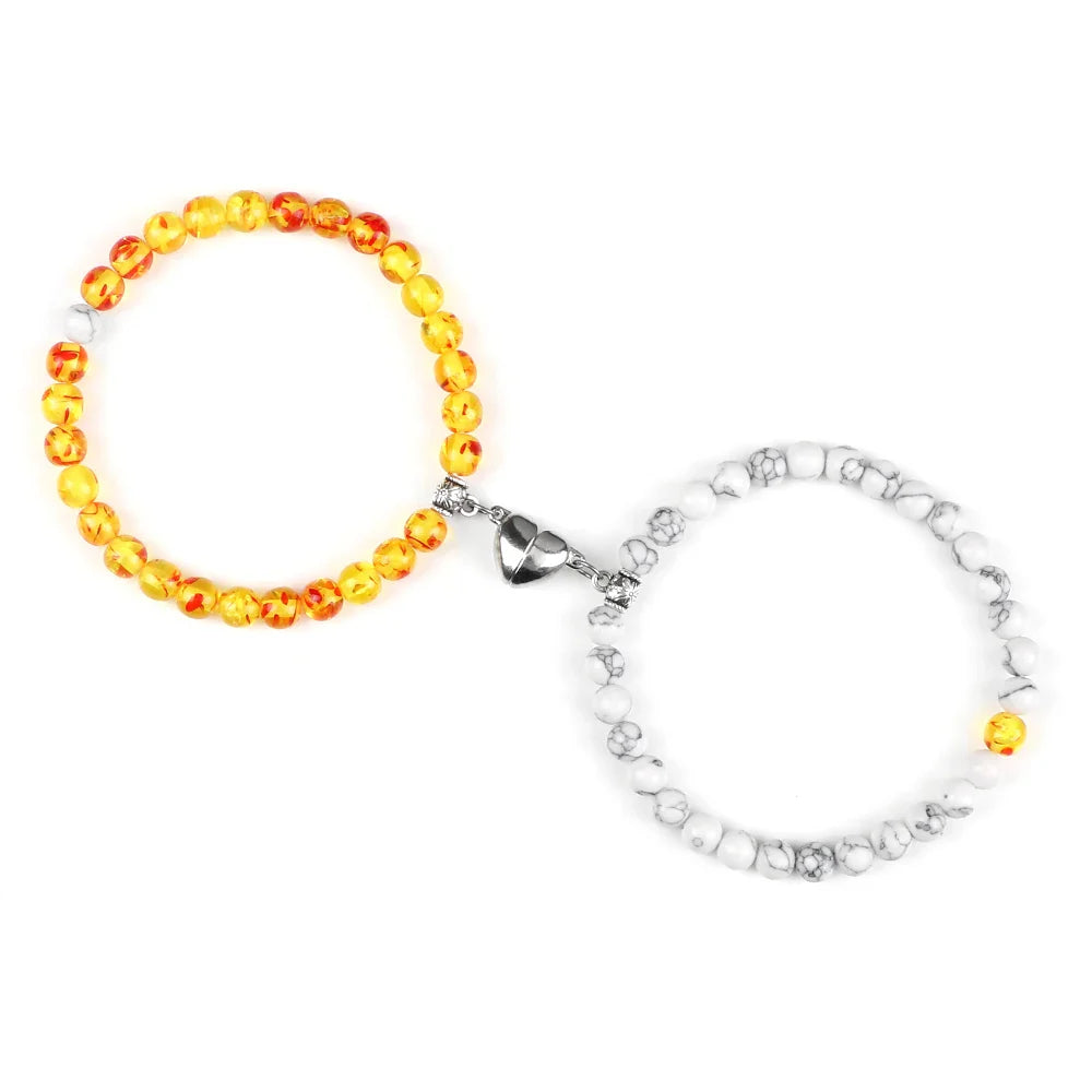 Bransoletki magnetyczne dla par z koralikami 