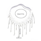 Łańcuch na udo biały - biżuteria na udo ciało udo kobieta noga